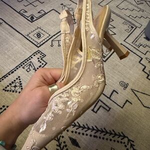 Nicole Miller Floral Lace Slingback Heels